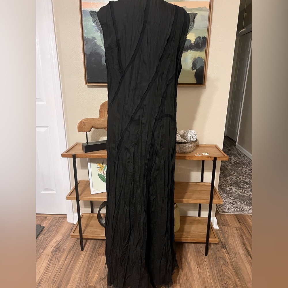 Moyuru Black Crinkle Maxi Sleeveless Dress | Goth Japanese Avant Garde Size 4 - Picture 5 of 15